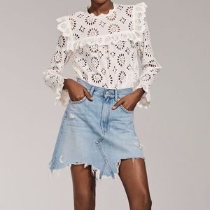 Zara High-Waisted Denim Skirt with Uneven Hem, M